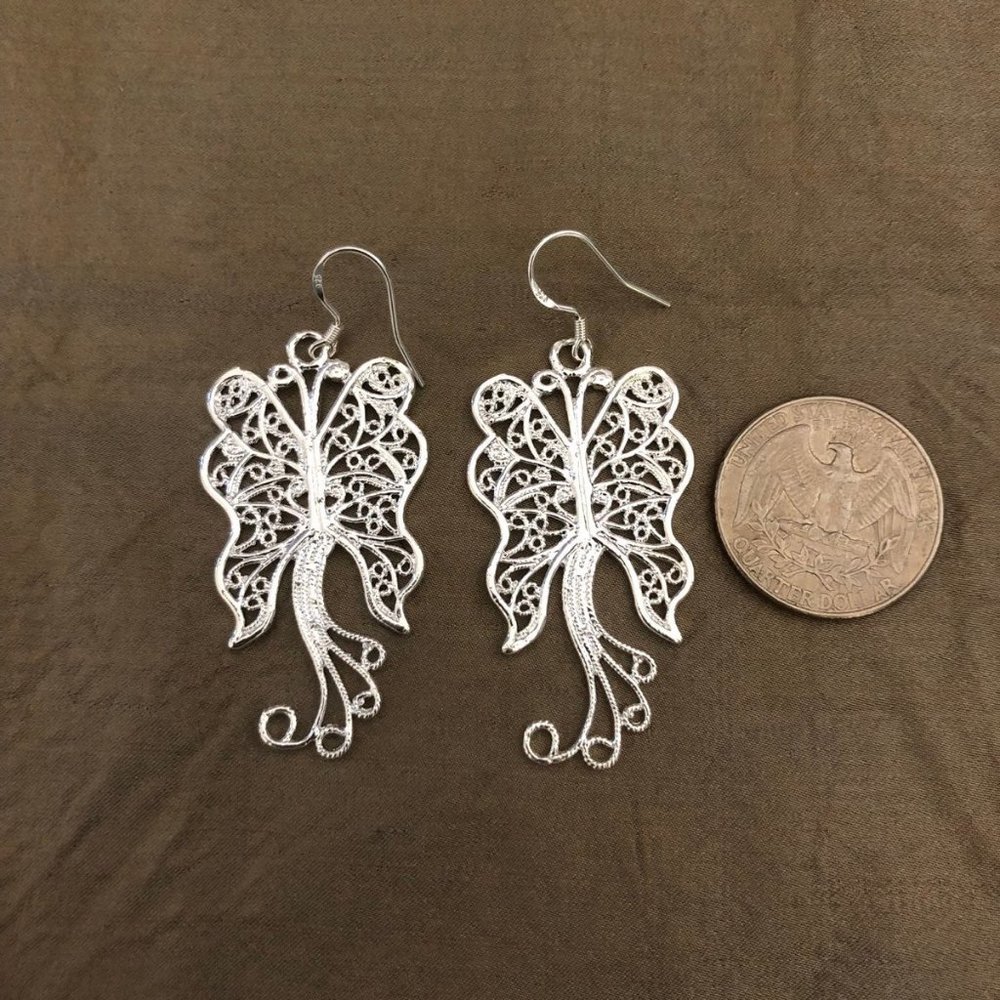 925 sterling silver angel wings earrings NWOT